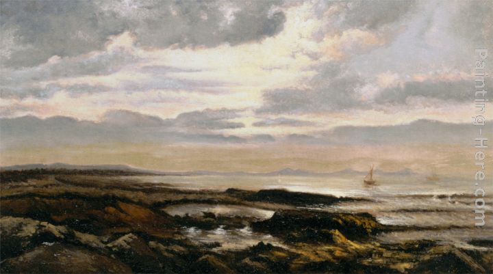 Seacape with a Boat on the Horizon painting - Theodore Rousseau Seacape with a Boat on the Horizon art painting